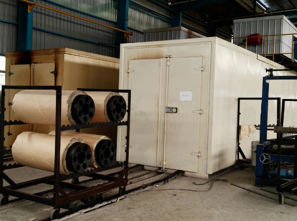 Rock wool roll pipe processing line